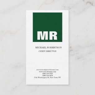 Linen Professionell Monogram Vit Grönt Plain  Visitkort