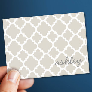 Linen Quatrefoil Mönster med Personlig Namn Post-it Block