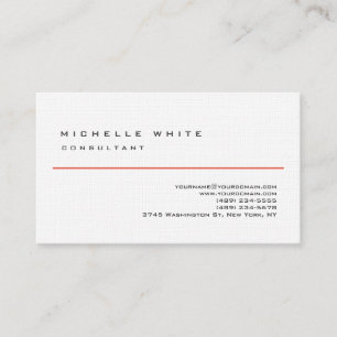 Linen Red White Classic Elegant Plain Professionel Visitkort