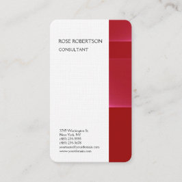 Linen Red White Minimalist Professionell Plain Visitkort