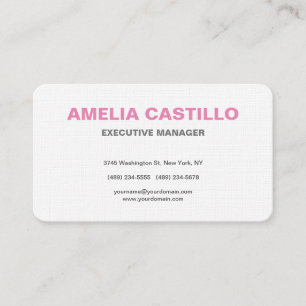 Linen Rosa White Modern Elegant enkel, minimalisti Visitkort