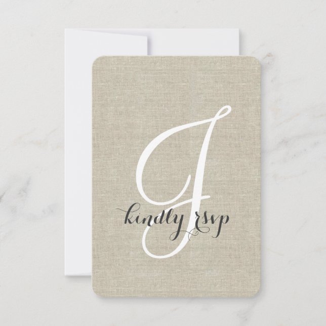 Linen Rustic Bröllop OSA Card (Framsida)