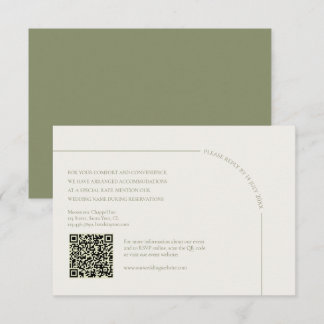  Linen & Sage Green with QR Code Boho Minimalist  OSA Kort