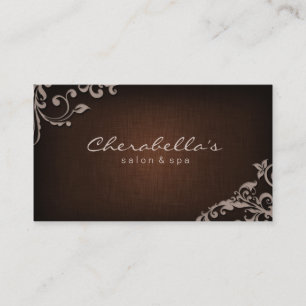 Linen Salon Spa Blommigt Affärskort Brown Beige Visitkort