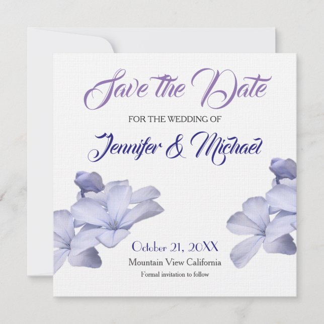 Linen Save the Date Bröllopsbuketter Elegant Plain Spara Datumet (Framsida)