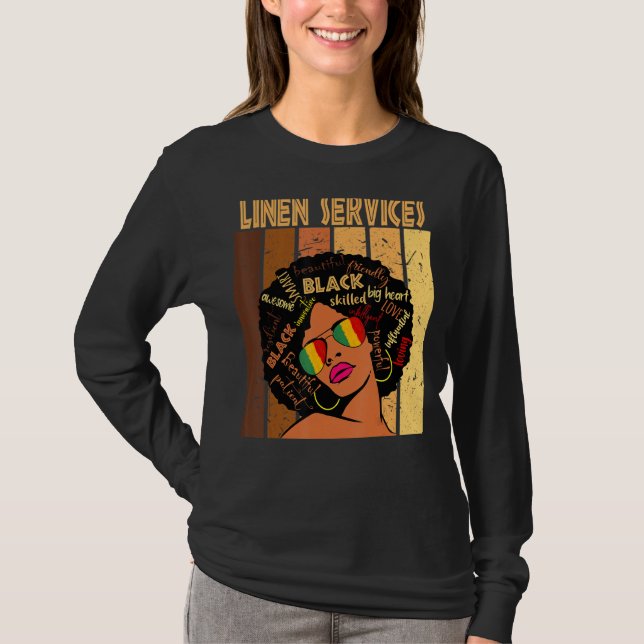 Linen Services Afro African American Black History T Shirt (Framsida)