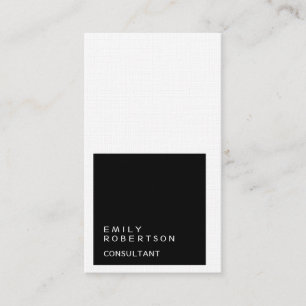 Linen Simple Plain Black & White Modern Minimalist Visitkort