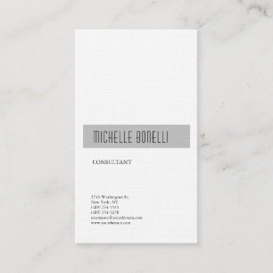 Linen Simple Plain Modern Minimalist Grått White Visitkort