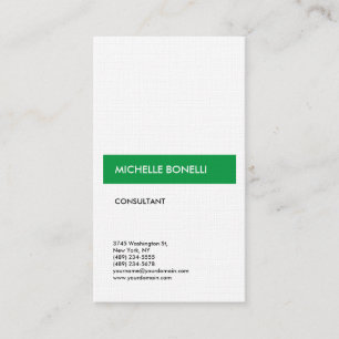 Linen Simple Plain Modern Minimalist Grönt White Visitkort