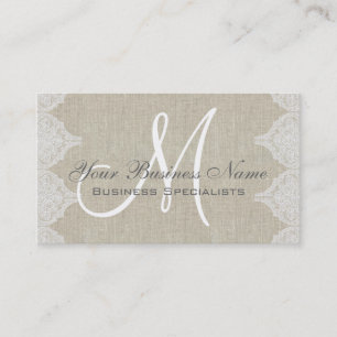 Linen Snöre Simple Plain Monogram Visitkort