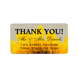 Linen Solros Rustic Bröllop Tack Adressetikett