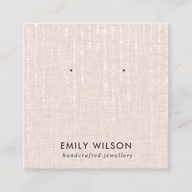  LINEN STRÄNG LJUS STUD EARRING VISNING FYRKANTIGT VISITKORT (Framsida)
