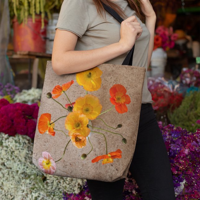 Linen Titta Snyggt Poppy Tote på födelsedagen Axelväska (Linen look poppy bag)