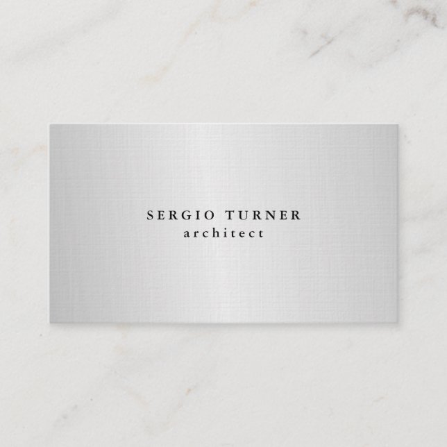 Linen Trendig Minimalist Professionell Silver Gråt Visitkort (Framsida)
