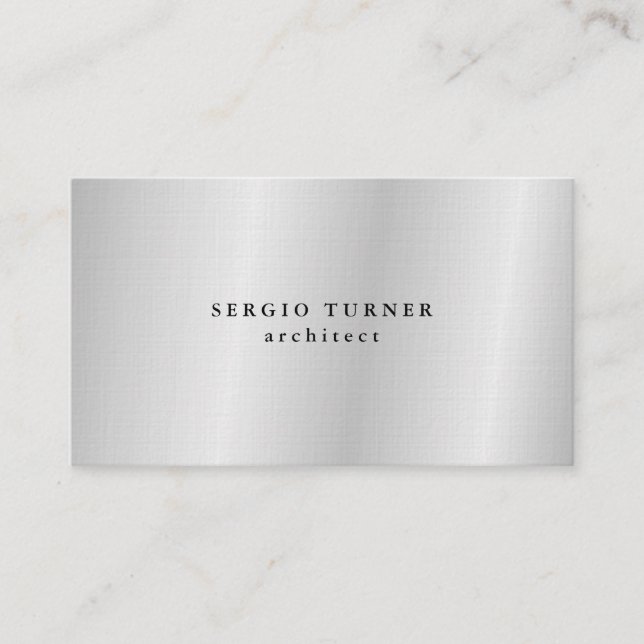 Linen Trendig Minimalist Professionell Silver Gråt Visitkort (Framsida)