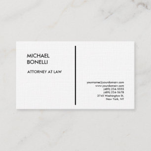 Linen White Professionell Modern Attorney Law Visitkort