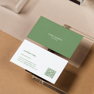 Linen White Typography med minimal Grönt Visitkort