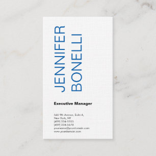 Linens minimalistisk, ren, modern blå vit enkel visitkort