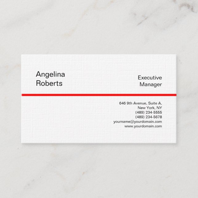 Linens professionell, vanlig, rödvit minimalistisk visitkort (Framsida)