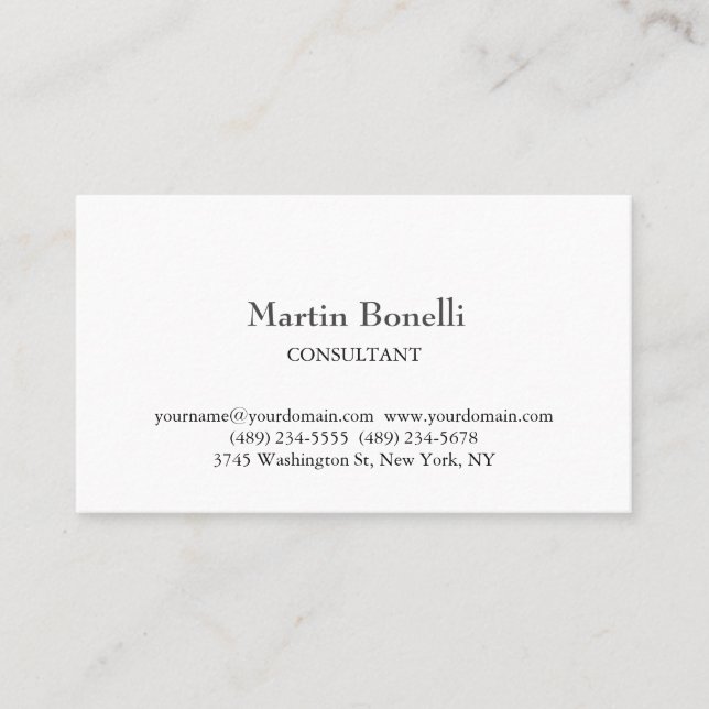 Linens unika klassiska, enkla vita visitkort (Framsida)