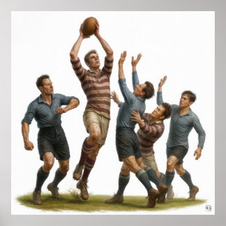 Lineout - Vintage Rugby Print Poster