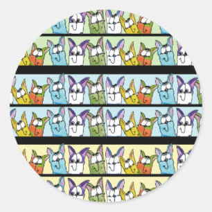 Lineup-Colorful Cats från kattunge Runt Klistermärke