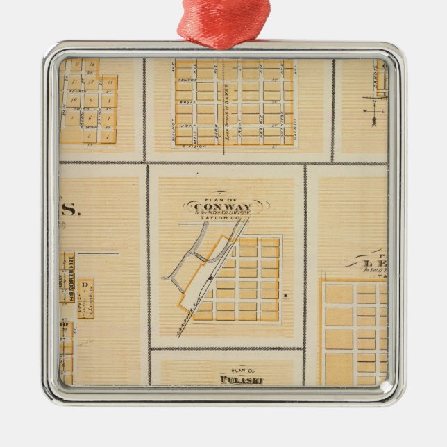 Lineville, Derby, Glidden, Ames, Conway Julgransprydnad Metall (Framsidan)