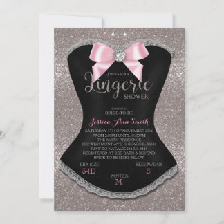 Lingerie-duschinbjudan silver tillbaka inbjudningar