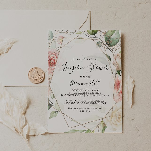 Lingerie Grönt Möhippa Lingerie Shower för geometr Inbjudningar (Skapare uppladdad)
