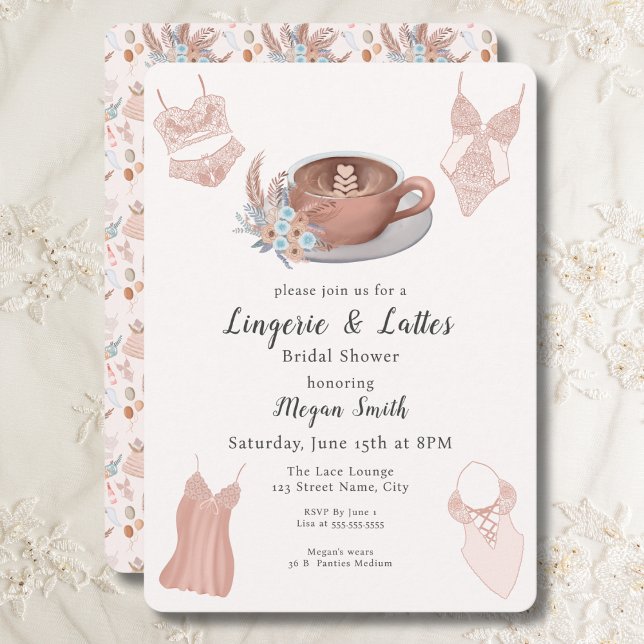 Lingerie & Lattes Bröllopsdusch Inbjudningar (Skapare uppladdad)