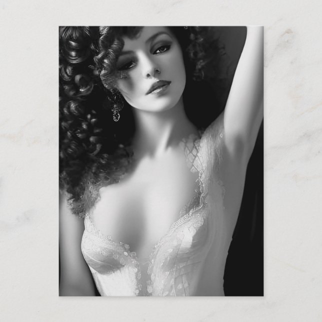 Lingerie Model Black and White Vykort (Framsida)