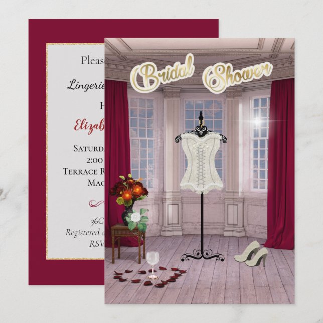 Lingerie-Möhippa Inbjudningar (Fram/baksida)
