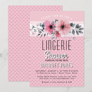 Lingerie Möhippa Rosa Blommigt Hearts Snöre Inbjudningar