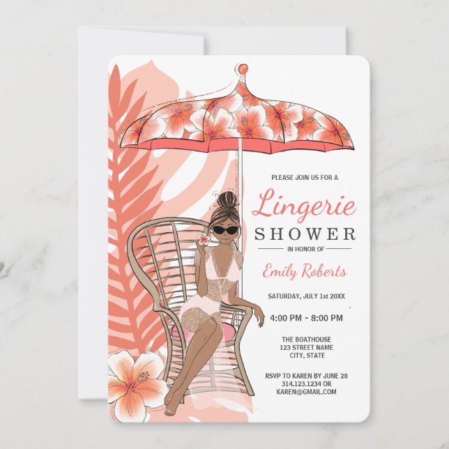 Lingerie Shower African American Bride Inbjudningar (Framsida)