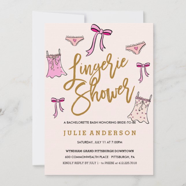 Lingerie Shower // BACHELORETTE PARTY-inbjudan Inbjudningar (Framsida)