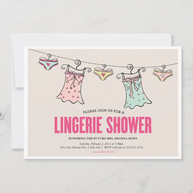 Lingerie Shower Bachelorette Party-Möhippa Inbjudningar (Framsida)