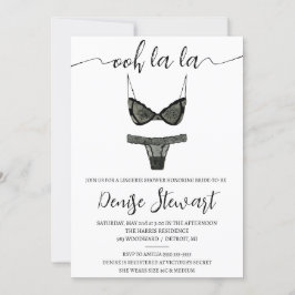 Lingerie Shower, Black and White, Möhippa Inbjudningar