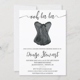 Lingerie Shower, Black and White, Möhippa Inbjudningar
