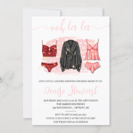 Lingerie Shower, Black, Rosa, Red, Möhippa Inbjudningar