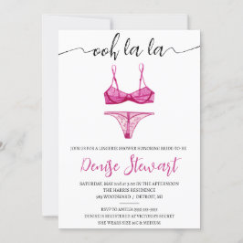 Lingerie Shower, Black, White, Rosa, Möhippa Inbjudningar