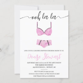 Lingerie Shower, Black, White, Rosa, Möhippa Inbjudningar