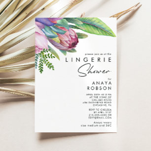 Lingerie Shower för färgstark tropisk Blommigt Inbjudningar