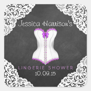 Lingerie Shower för färgtavla för färgtavla i vitt Fyrkantigt Klistermärke