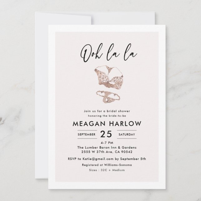 Lingerie Shower Hen Party-inbjudan Inbjudningar (Framsida)