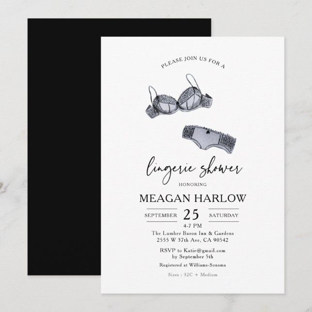 Lingerie Shower | Lingerie Party Möhippa Inbjudningar (Fram/baksida)