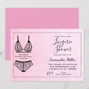 Lingerie Shower Rosa Inbjudningskort för möhippan
