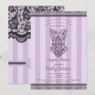 Lingeriedusch. Lila elegant brudens sida Inbjudningar