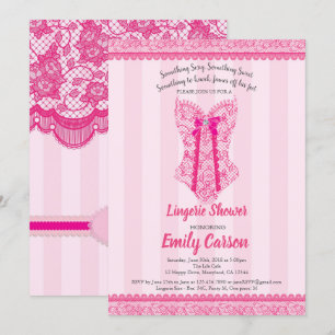 Lingeriedusch. Shock rosa elegant brudens sida Inbjudningar
