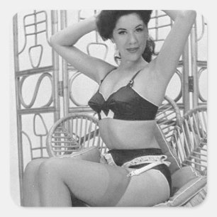 Lingerimodellen Fyrkantigt Klistermärke