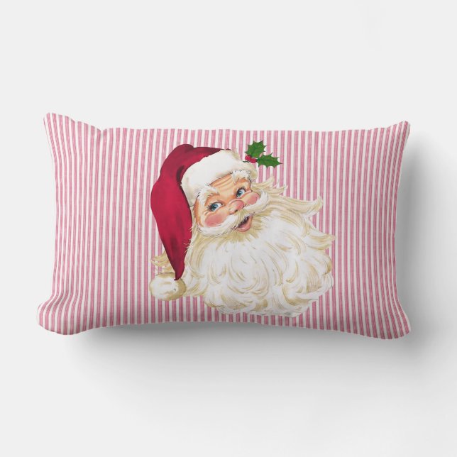 Lingon Santa Claus röd och vit randig Lumbarkudde (Framsida)